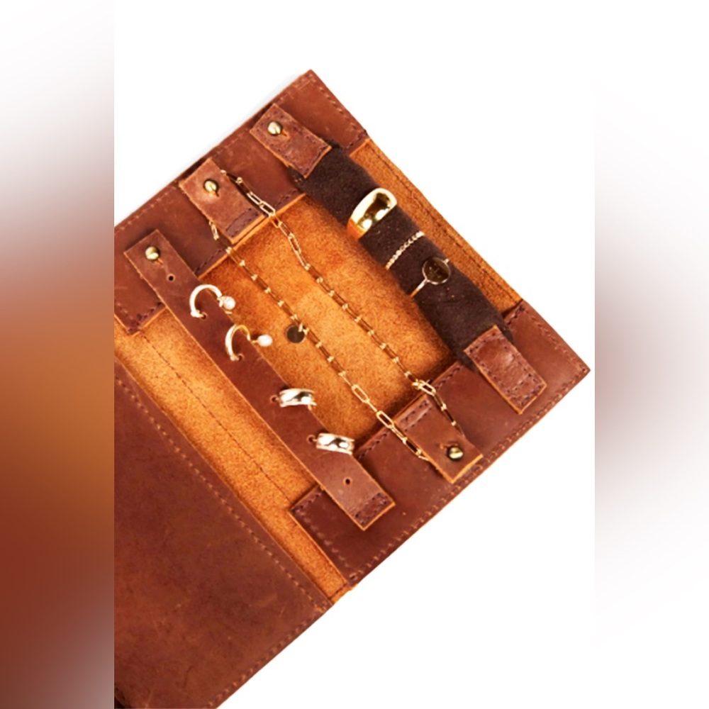 ABLE leather SARAH JEWELRY ROLL In Whiskey